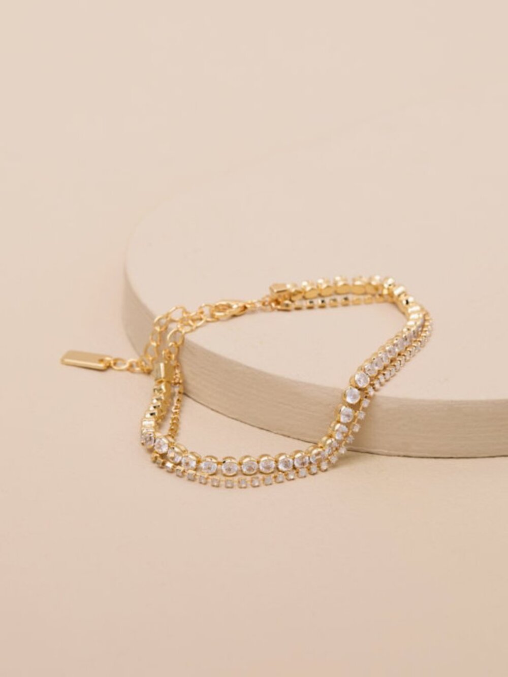 Lulus Sersah Gold Cubic Zirconia Layered Tennis Bracelet - One Size